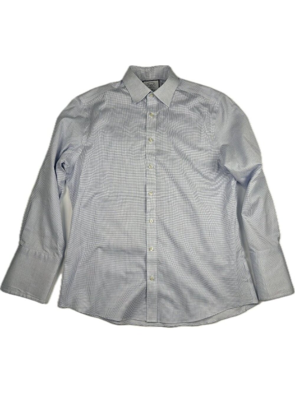 Charles Tyrwhitt men’s dress shirt French Cuff Checked Slim Fit 16.5 33 Blue